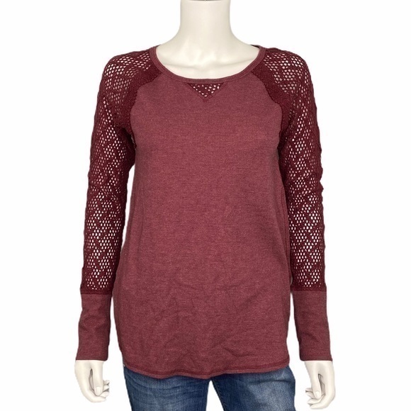 Lucky Brand Tops Lucky Brand Red Thermal Knit Shirt Size M Poshmark